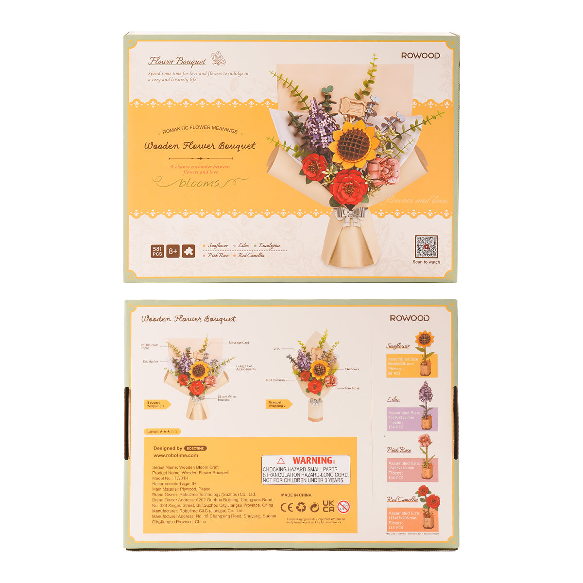 Rowood DIY Wooden Flower Bouquet 3D Wooden Puzzle TW01H