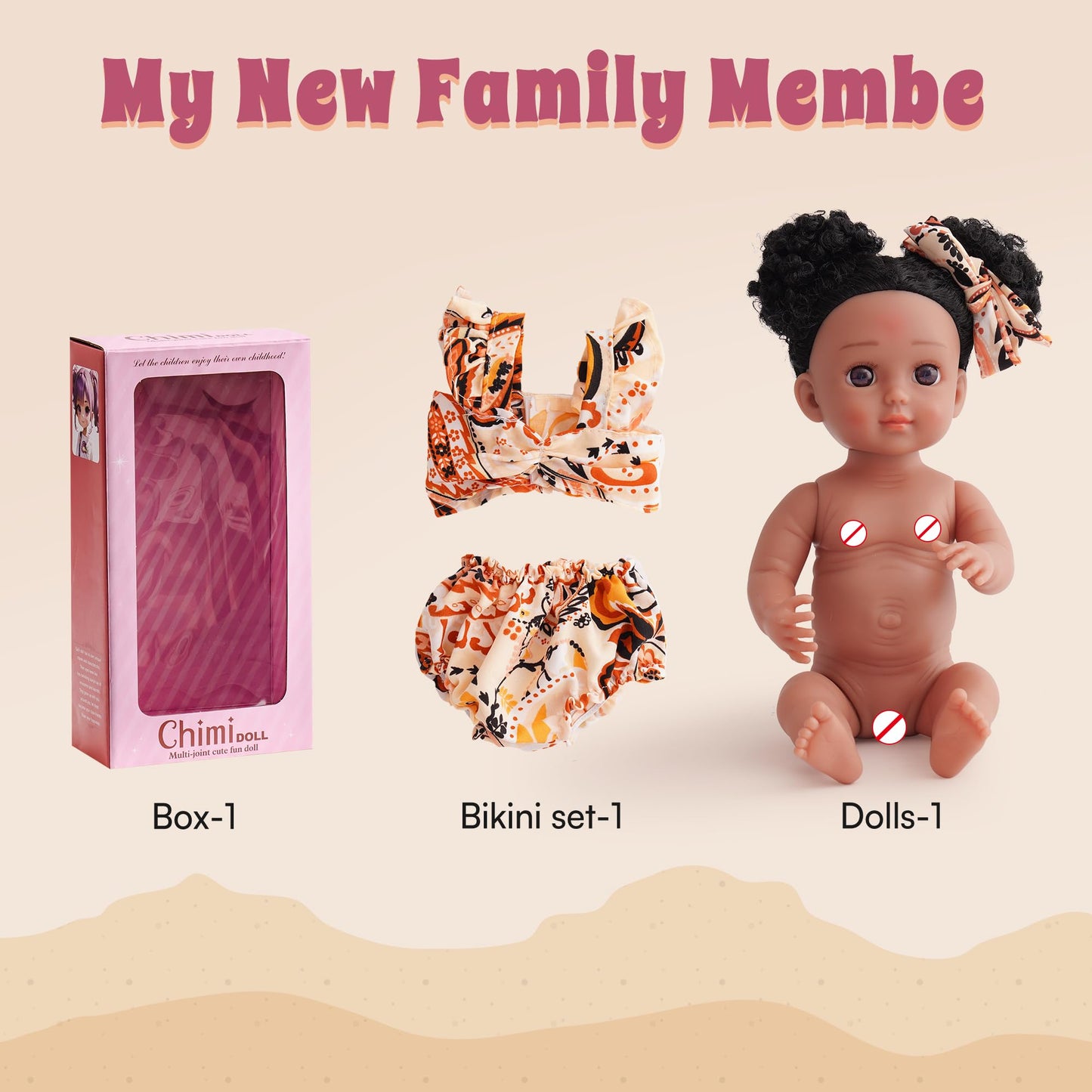 ROBUD Reborn Girl Baby Doll Black