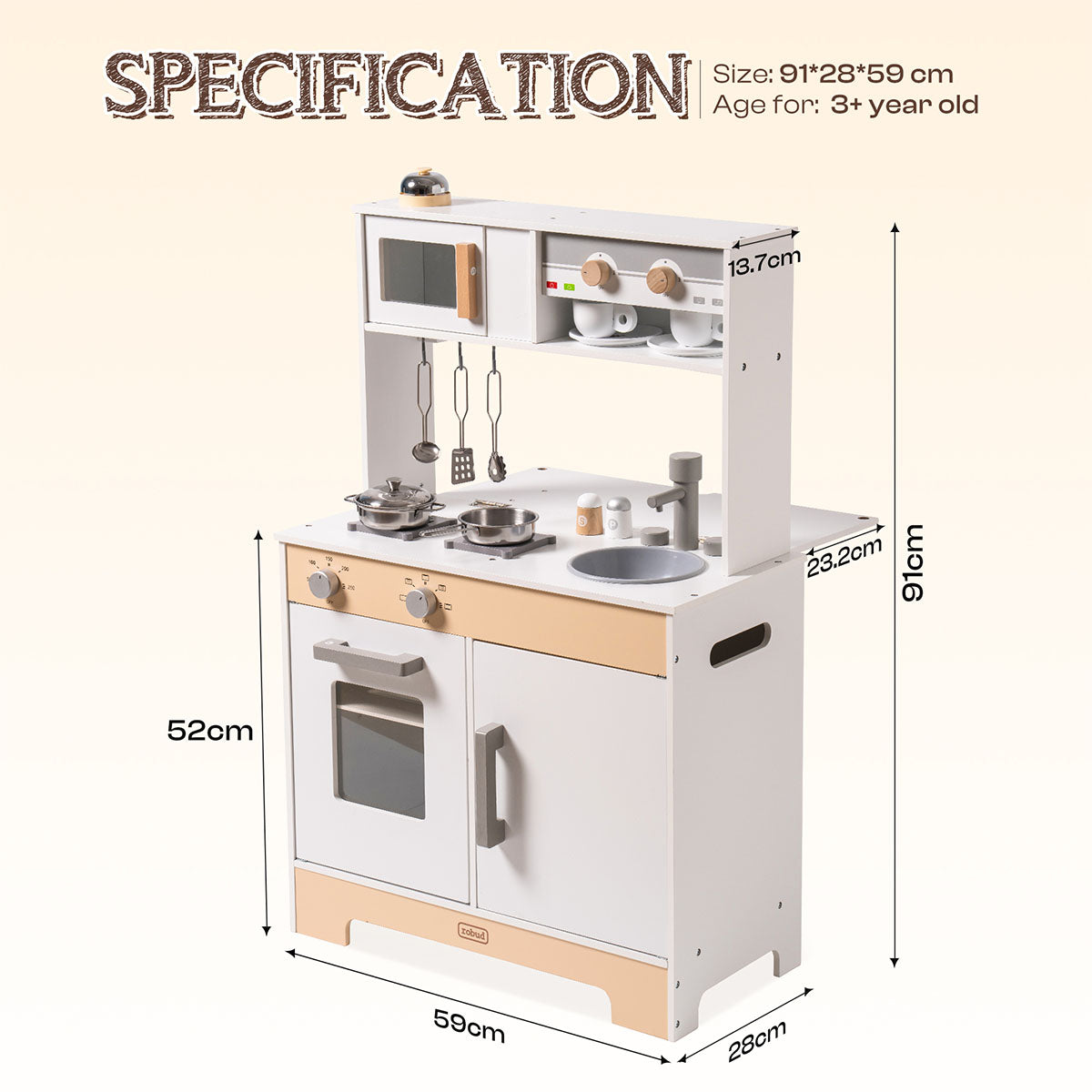 ROBUD Pretend Toddlers Kitchen Toy with DIY Creative Chalkboard WCF06