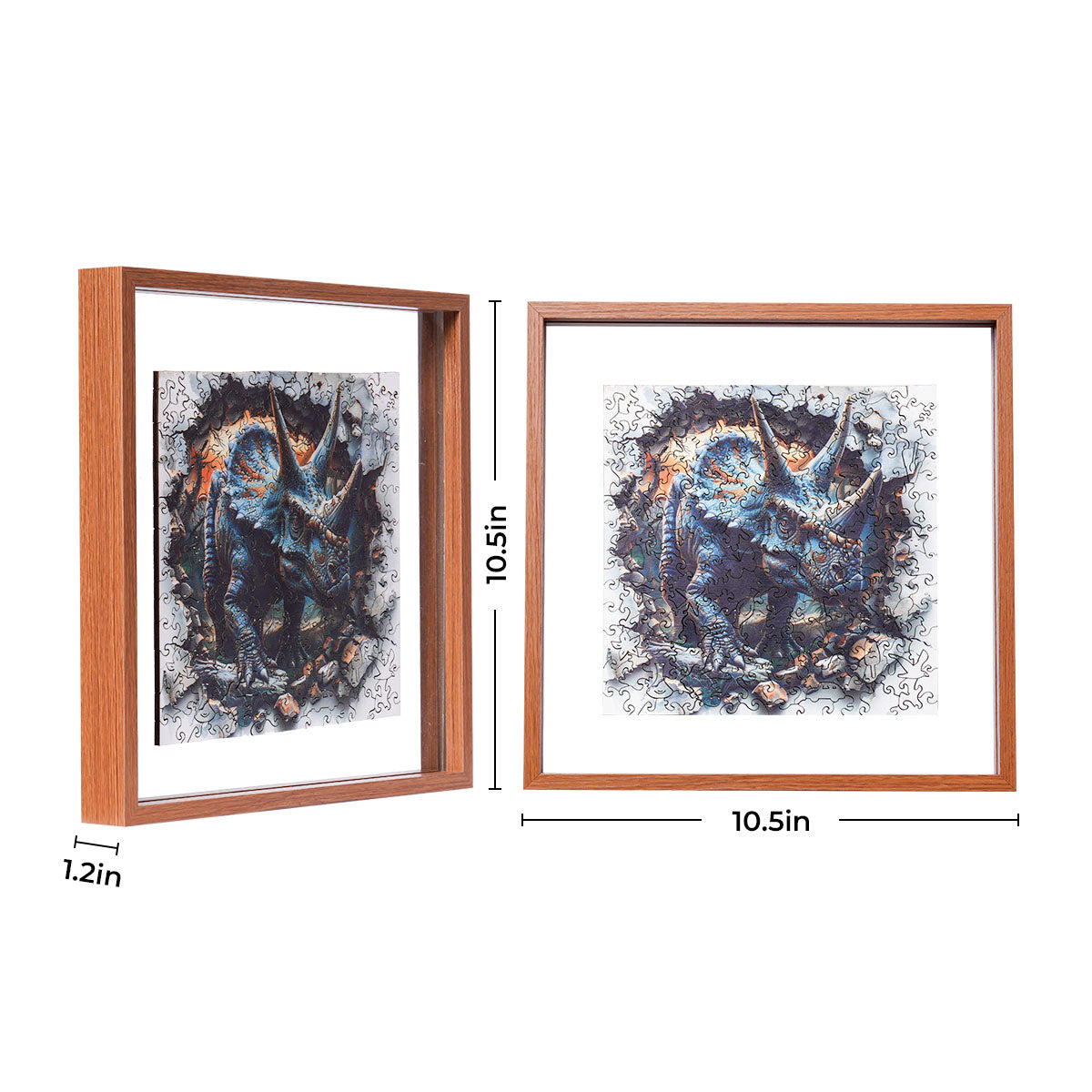 ROBOTIME Wall Breaking Triceratops Wooden Jigsaw Puzzle with Frame