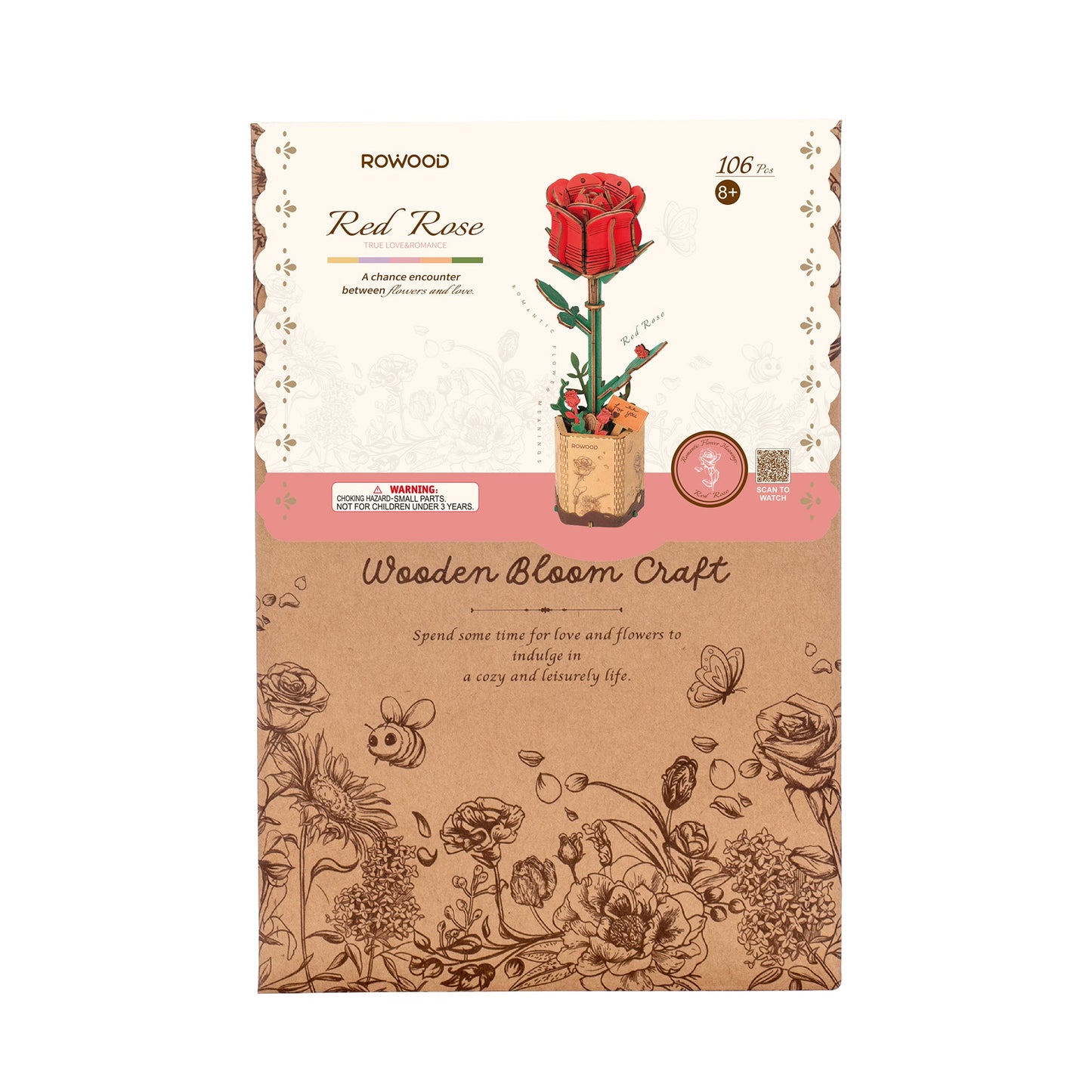 Rowood DIY Wooden Flower Red Rose TW042