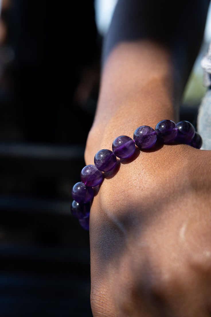 Ametria™ Uruguayan Amethyst Bracelet – Deep Purple Healing Crystal for Calm & Clarity