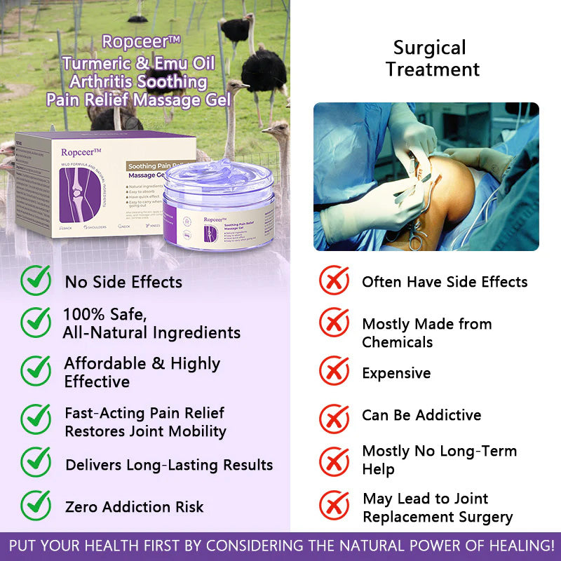 Official Store :✅ Ropceer™ Turmeric & Emu Oil Arthritis Soothing Pain Relief Massage Gel🦴🇺🇸American Orthopaedics (AAOS) Approved
