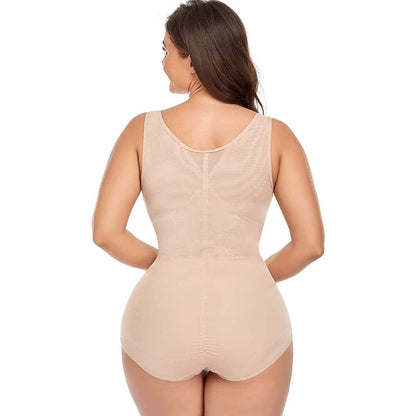 Mesh Criss-Cross Firm Control Shaping Bodysuit