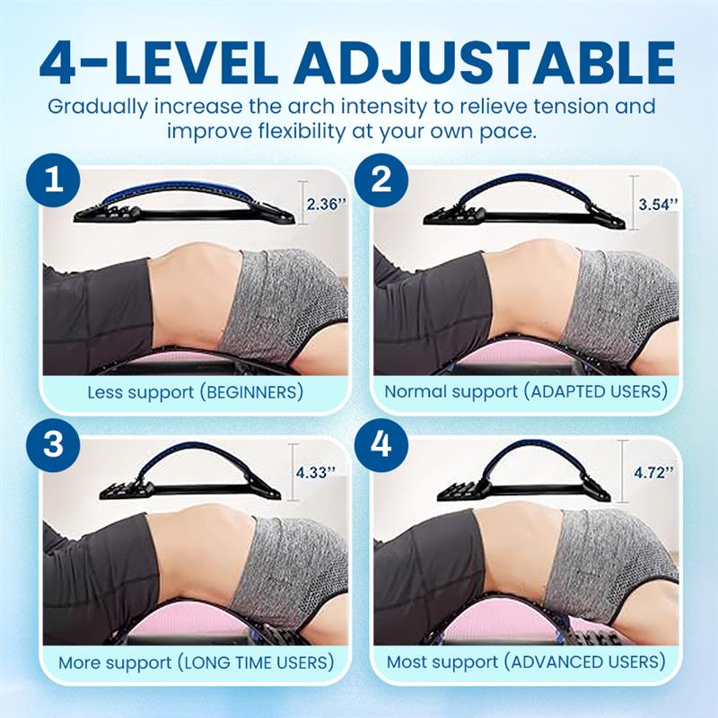 ReliefArc™ Back Stretcher for Lower Back Pain Relief - 4 Level Adjustable Lumbar Back Cracker Board