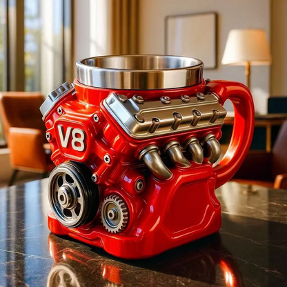 🔨✨Retro V8 Engine Coffee Mug – Realistic Design, Stainless Steel Construction