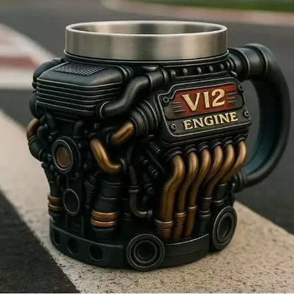 🔨✨Retro V8 Engine Coffee Mug – Realistic Design, Stainless Steel Construction