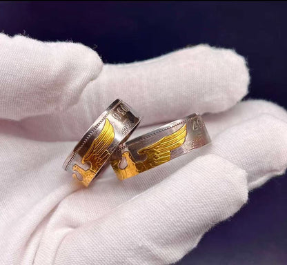 Imperial Heritage Mongolian German Mark Silver Coin Bangle Ring