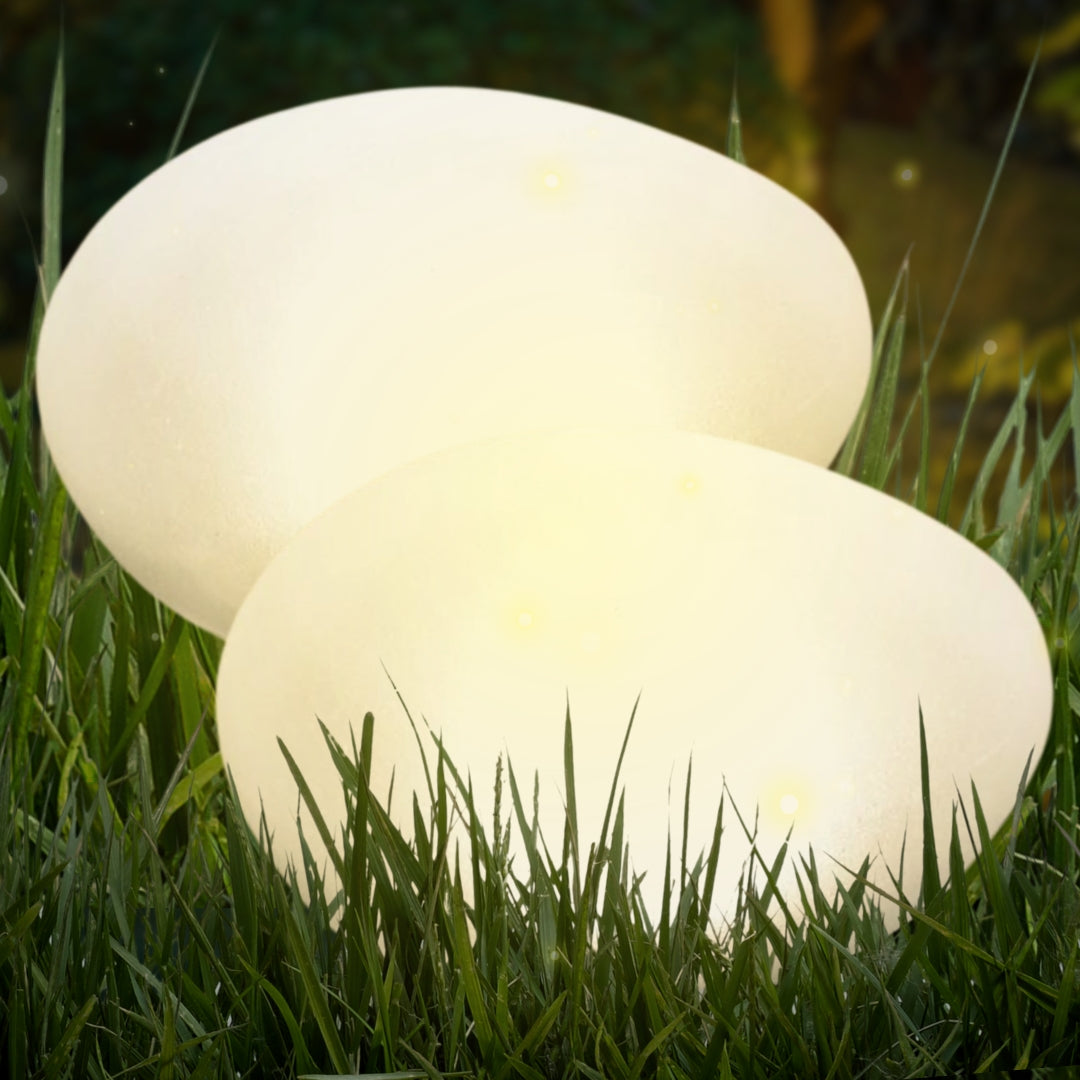 Solar Pebble Garden Light - 12" Cobblestone Shape
