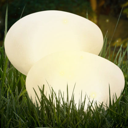 Solar Pebble Garden Light - 12" Cobblestone Shape
