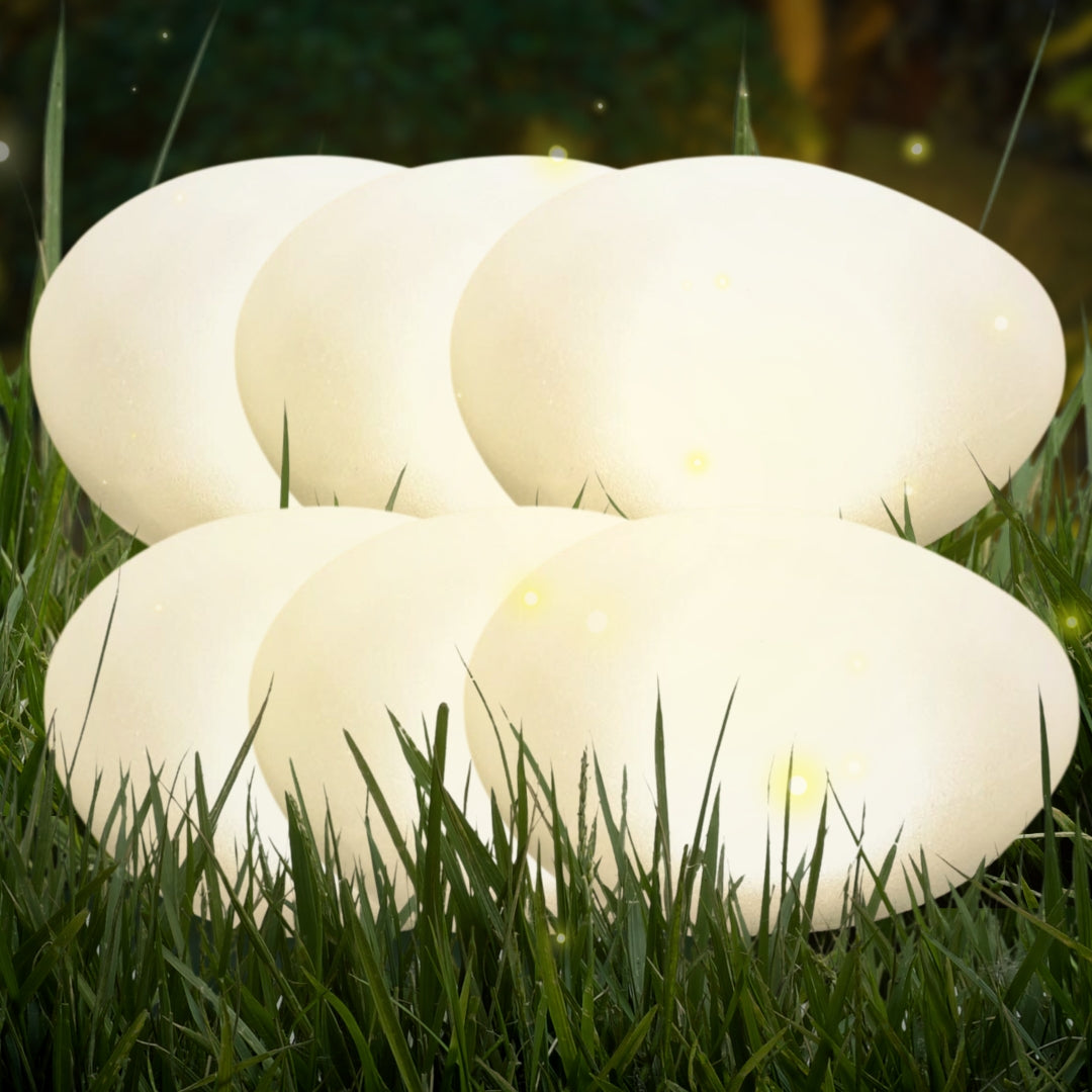 Solar Pebble Garden Light - 12" Cobblestone Shape