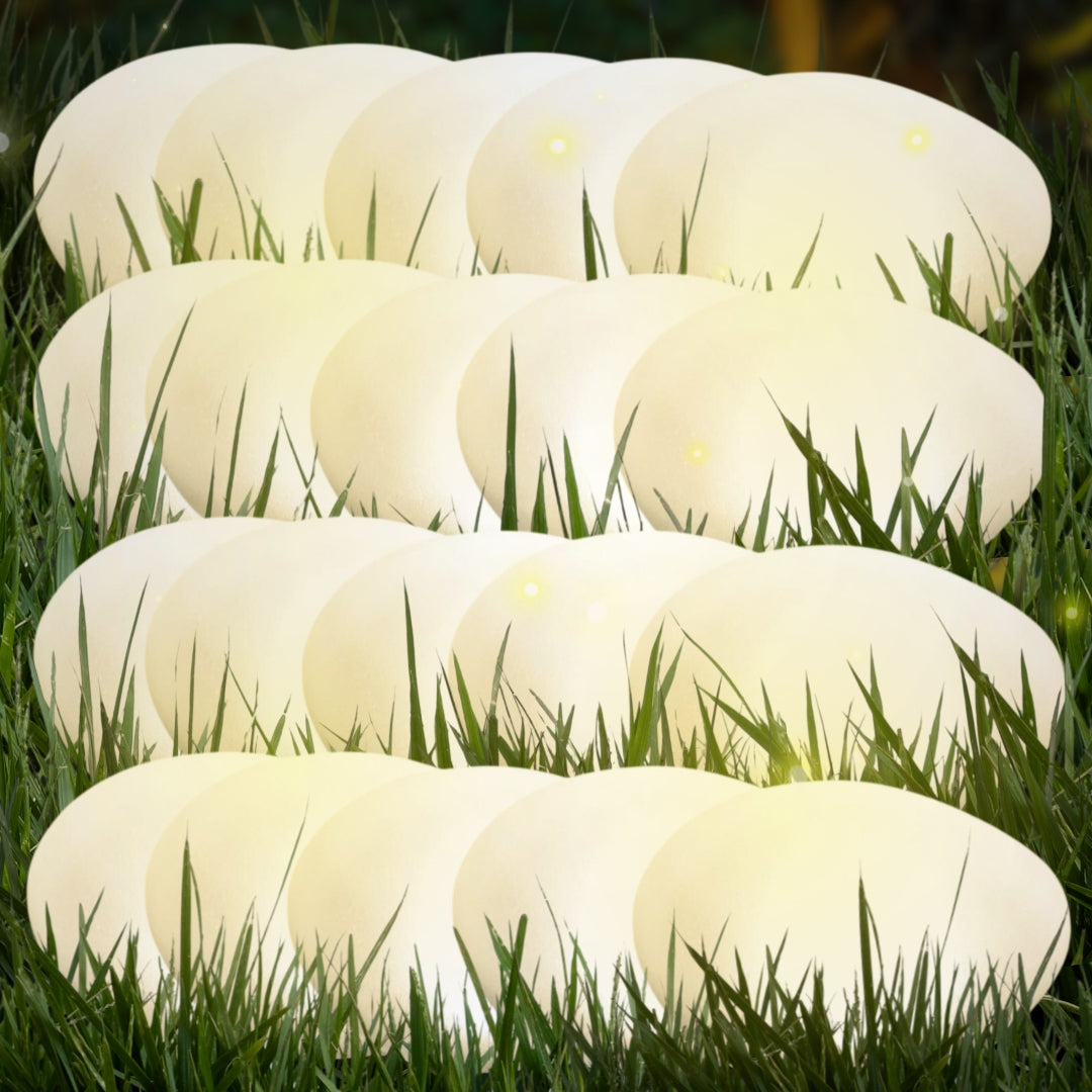 Solar Pebble Garden Light - 12" Cobblestone Shape