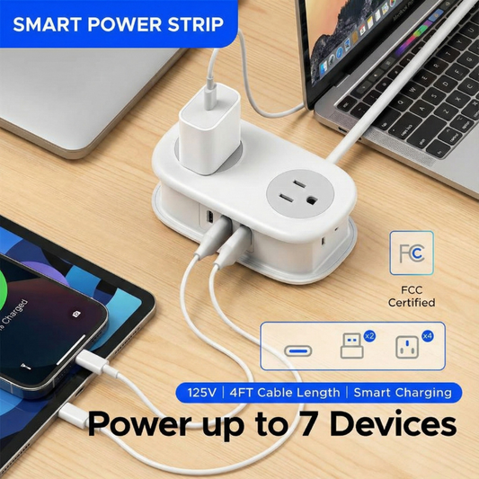 Travel Power Strip, 4 Outlets 3 USB Ports (1 USB C) with 4FT Wrapped Short Extension Cord Small Power Strip, Compact for Hotel Travel Essentials Cruise Approved