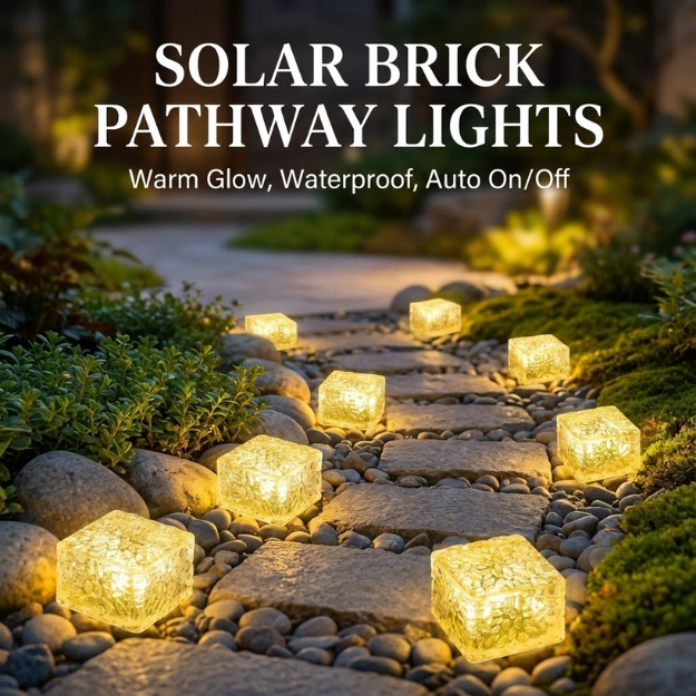 Solar Color-Changing Brick Path Lights — Instantly Upgrade Walkways, Patios & Gardens at Night