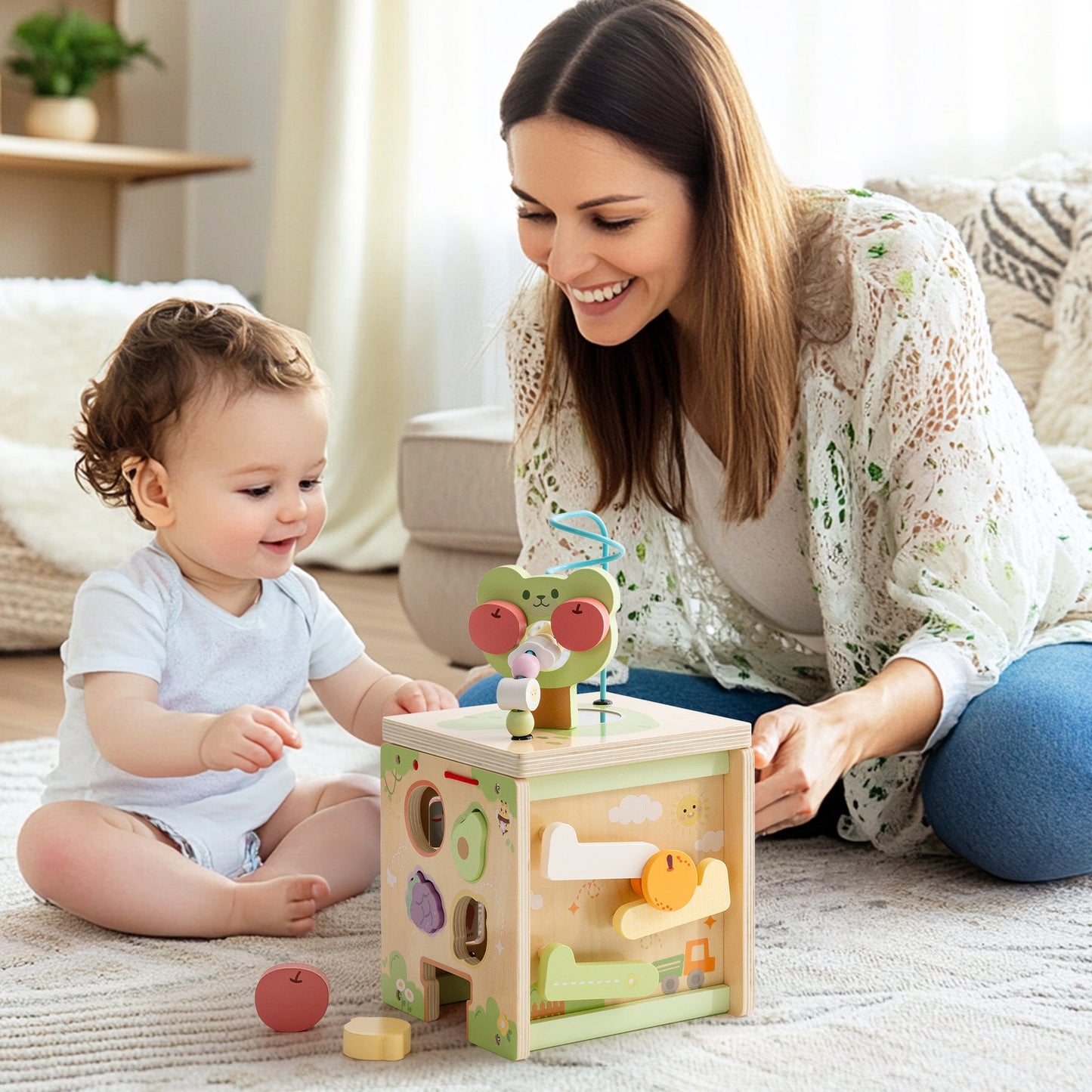 ROBUD Wooden Activity Cube - Little Bear Orchard