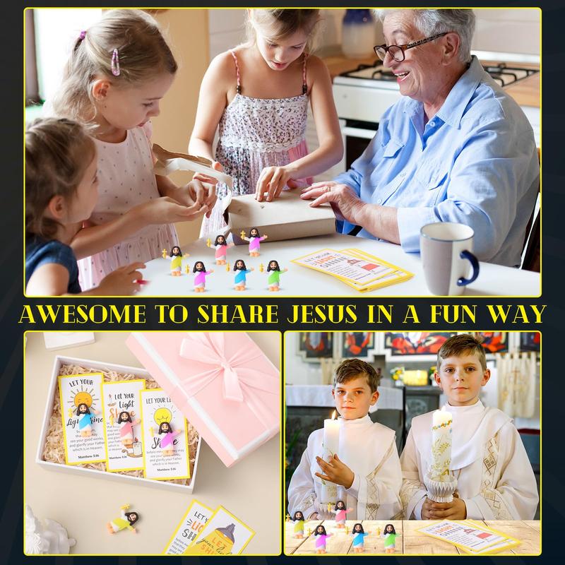 Glow in the Dark Mini Jesus Figurines with Bible verse Cards
