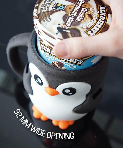 🐧Cute Penguin Ice Cream Pint Cozy with Spoon Holder - 3D Printed Insulated Holder
