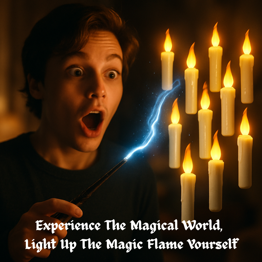 🧙‍♂️Official Wizarding World Floating Flame Candles🕯️ - Enchanting Halloween & Christmas Decor with Wand Control