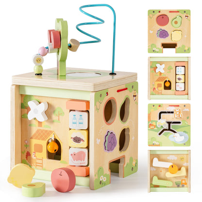 ROBUD Wooden Activity Cube - Little Bear Orchard
