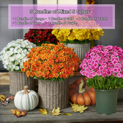 💥Last Day Each- Artificial Outdoor Sunset Mums Flowers -  Waterproof, Windproof