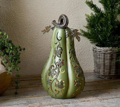 Set of 2 Indoor/Outdoor Illuminated Pumpkins and Oversized Lit Gourd by Valerie