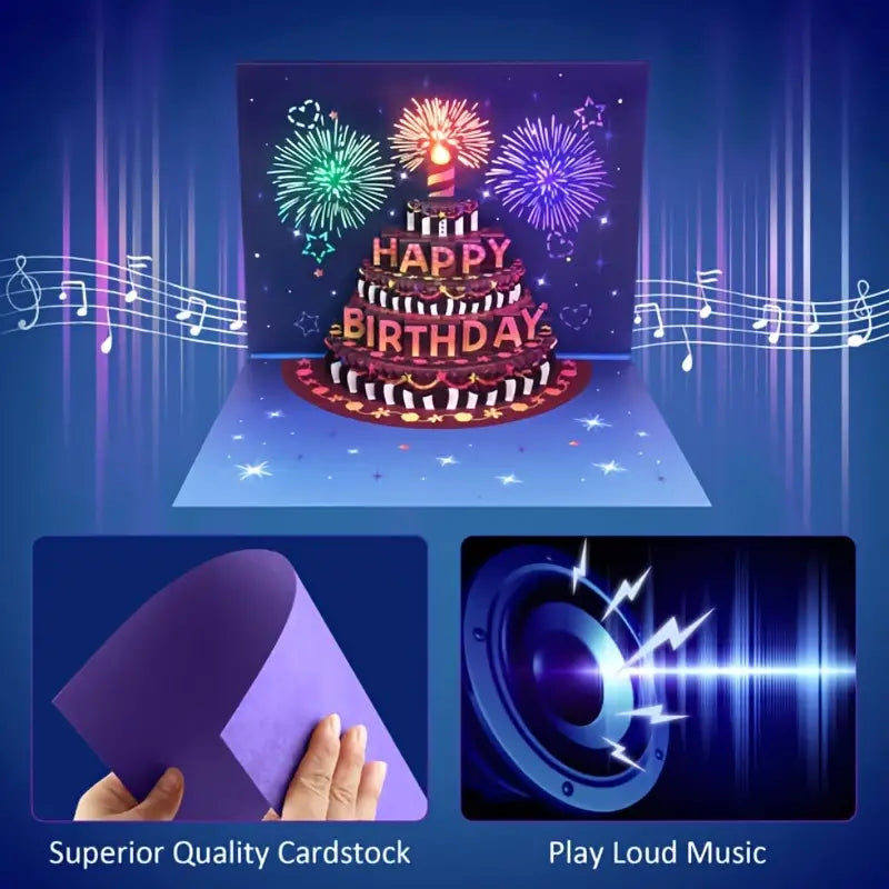 🎉 LIGHTS & SOUND Pop-Up Happy Birthday Card 🎂🎶