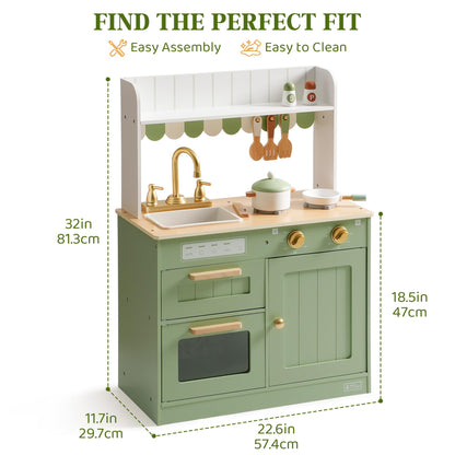 ROBUD Wooden  Kids Play Kitchen Set - Olivia Green