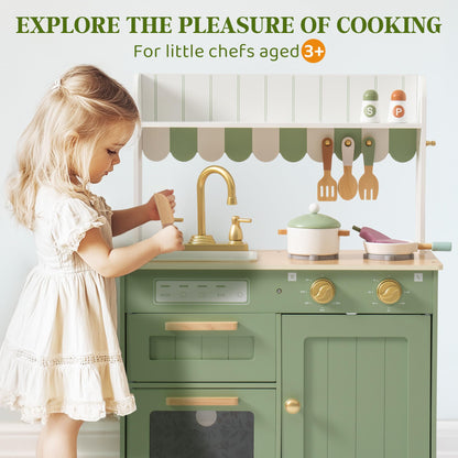 ROBUD Wooden  Kids Play Kitchen Set - Olivia Green