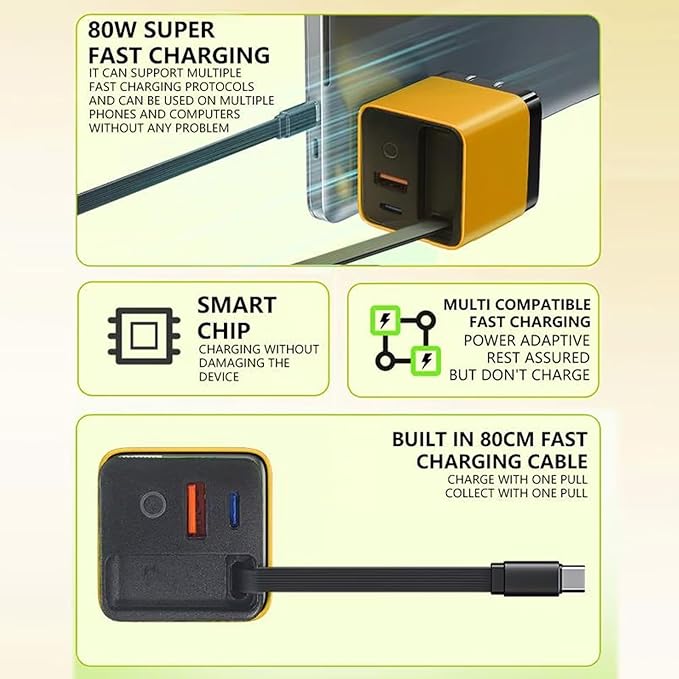 🎁⚡ 3-in-1 80W GaN Fast Charger