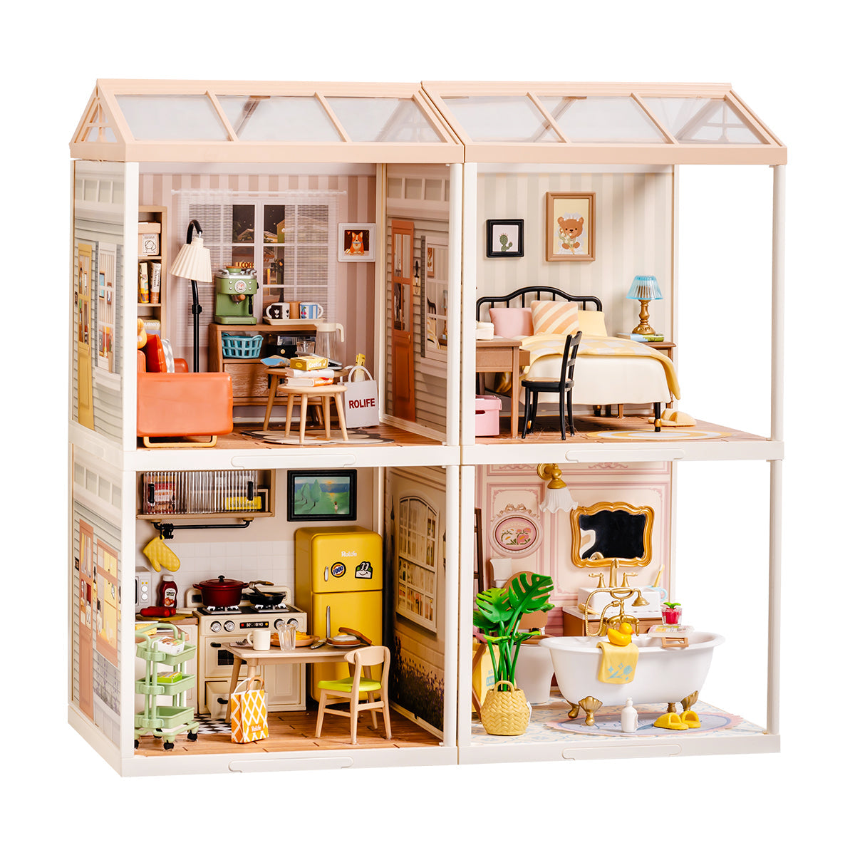 Rolife Super Creator Plastic Diy Mini House 4 in 1 Four Grid