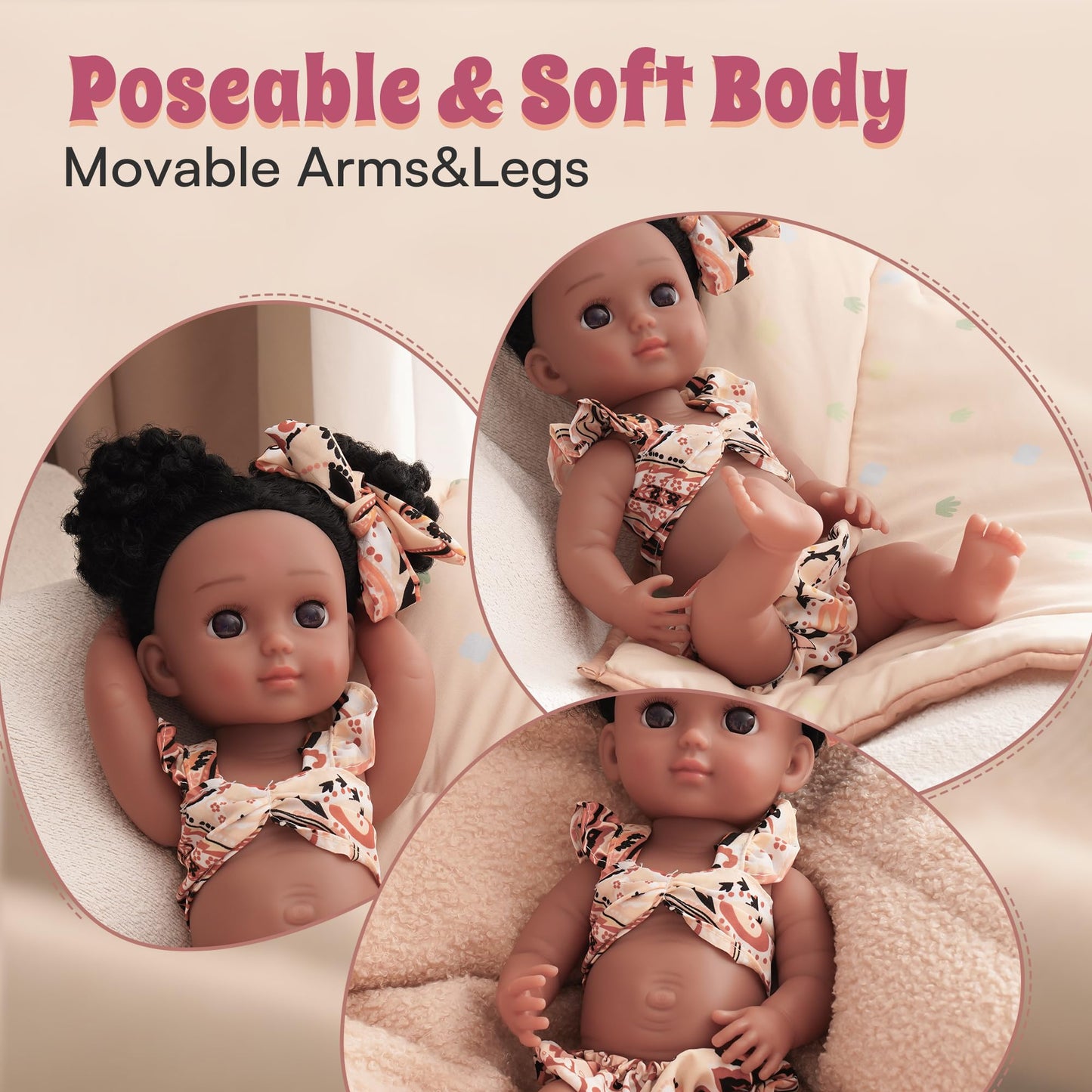 ROBUD Reborn Girl Baby Doll Black