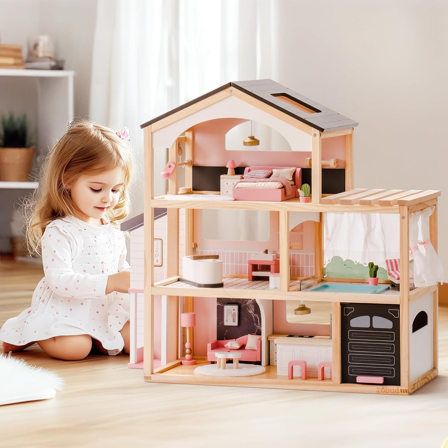 ROBUD Wooden Dollhouse - Florida Black
