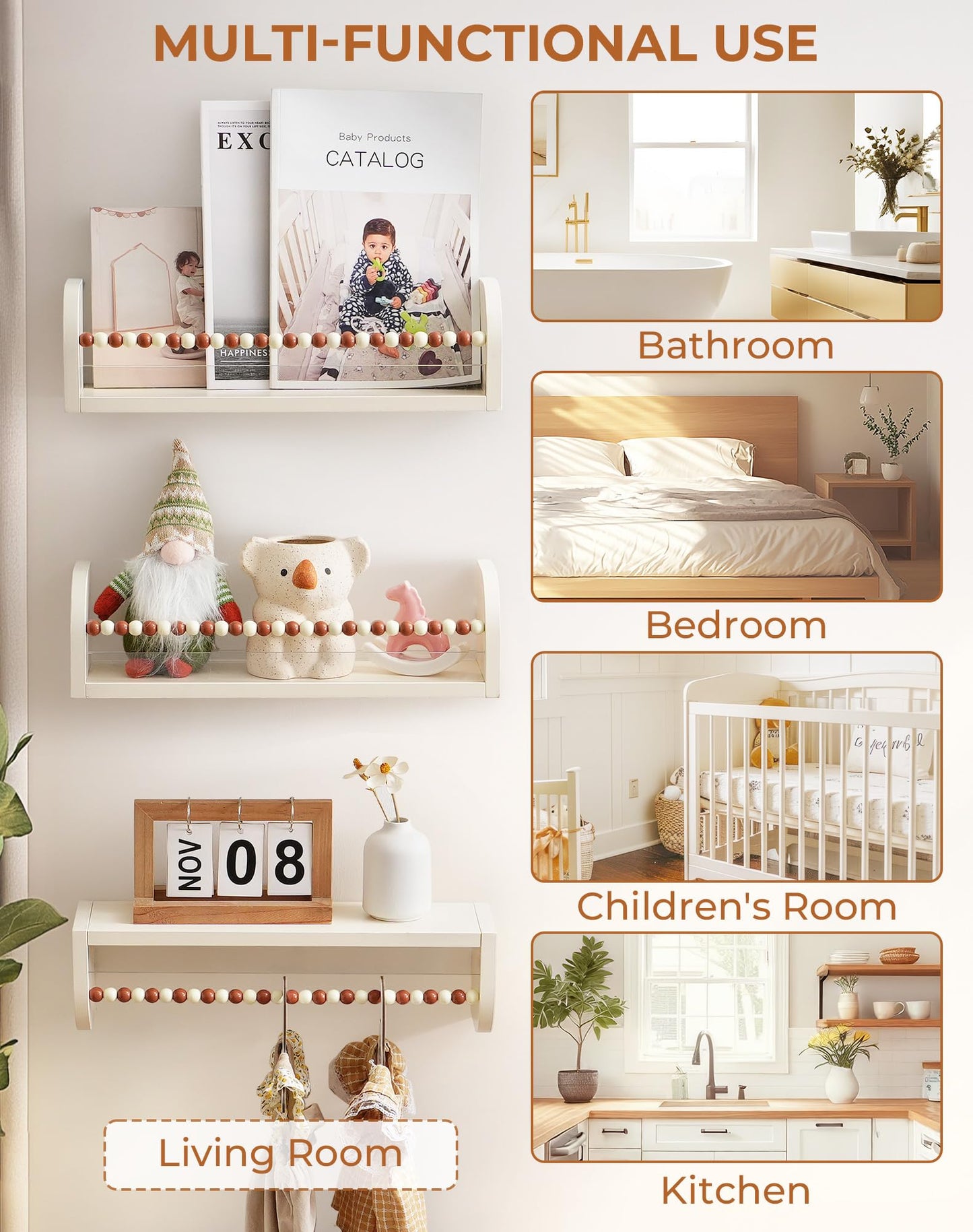 ROBUD Nursery Floating Shelves for Wall