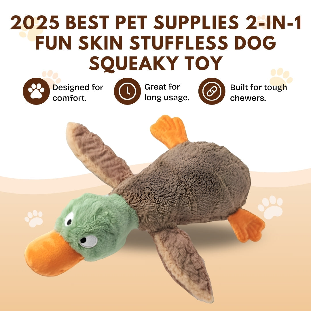 2025 Best Pet Supplies 2-in-1 Skin Stuffless Dog🐕 Squeaky Toy