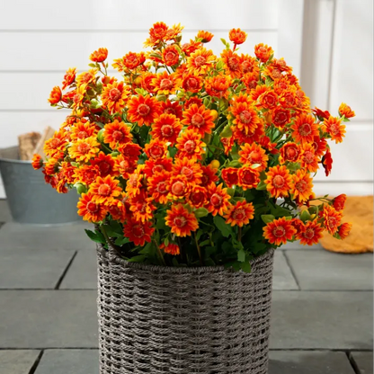 💥Last Day Each- Artificial Outdoor Sunset Mums Flowers -  Waterproof, Windproof