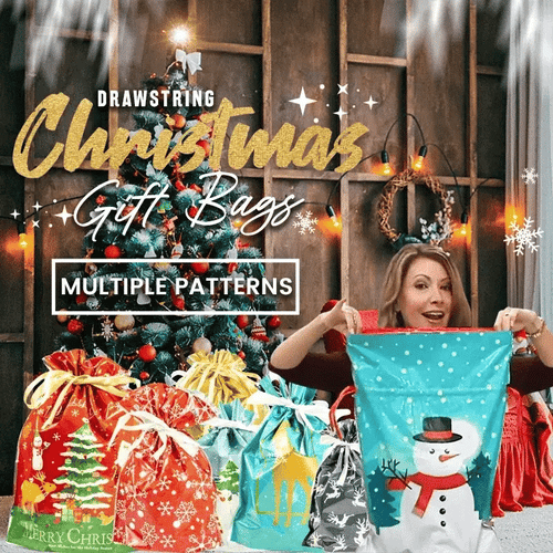 🎁 Christmas Drawstring Gift Bags🎄 — Assorted Sizes for Easy Holiday Wrapping