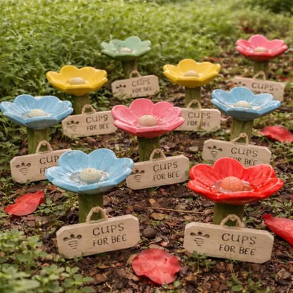 Flower-Shaped Ceramic Bee Watering Station