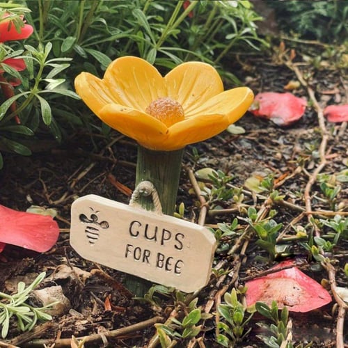Flower-Shaped Ceramic Bee Watering Station