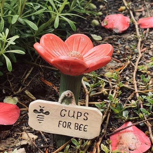 Flower-Shaped Ceramic Bee Watering Station