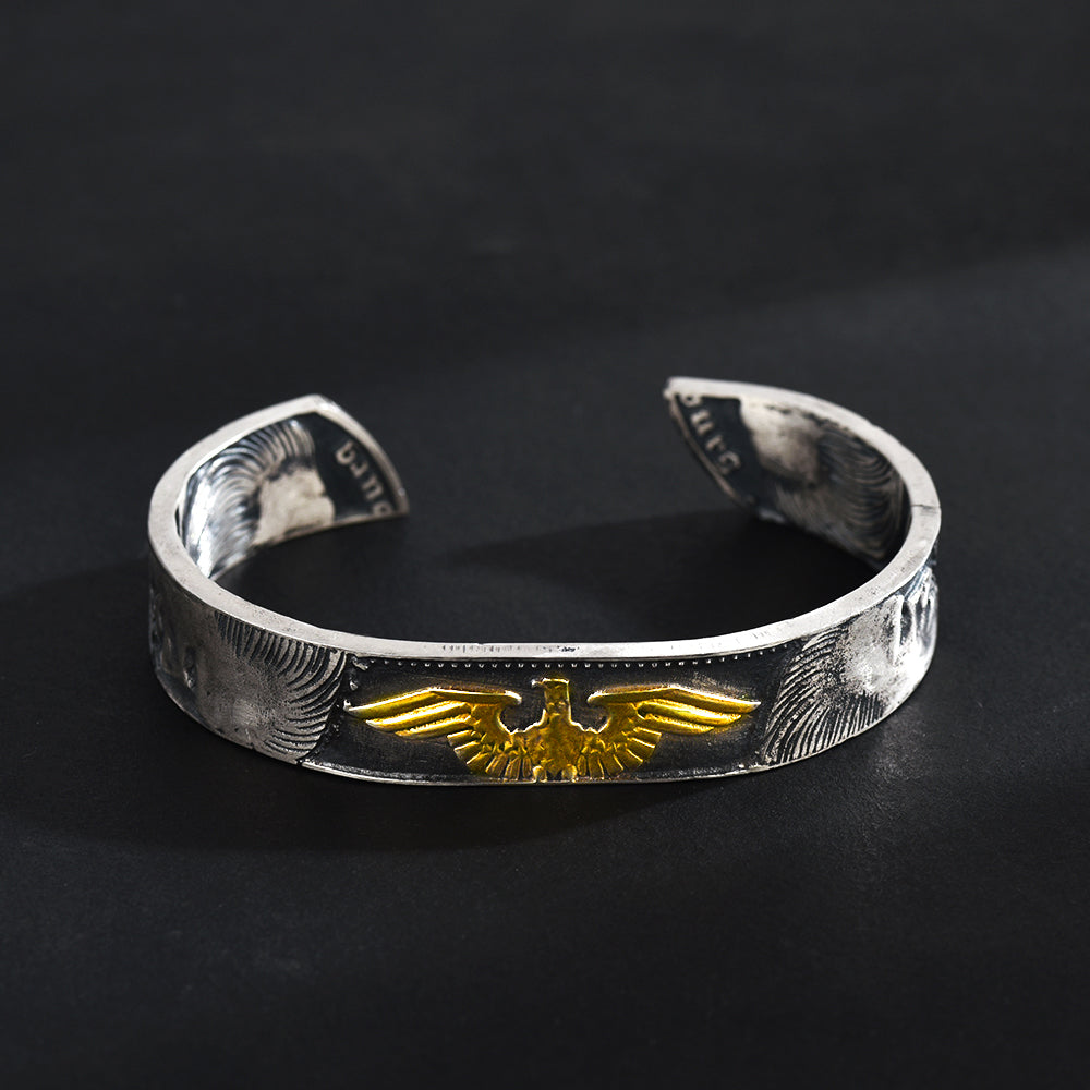 Imperial Heritage Mongolian German Mark Silver Coin Bangle Ring