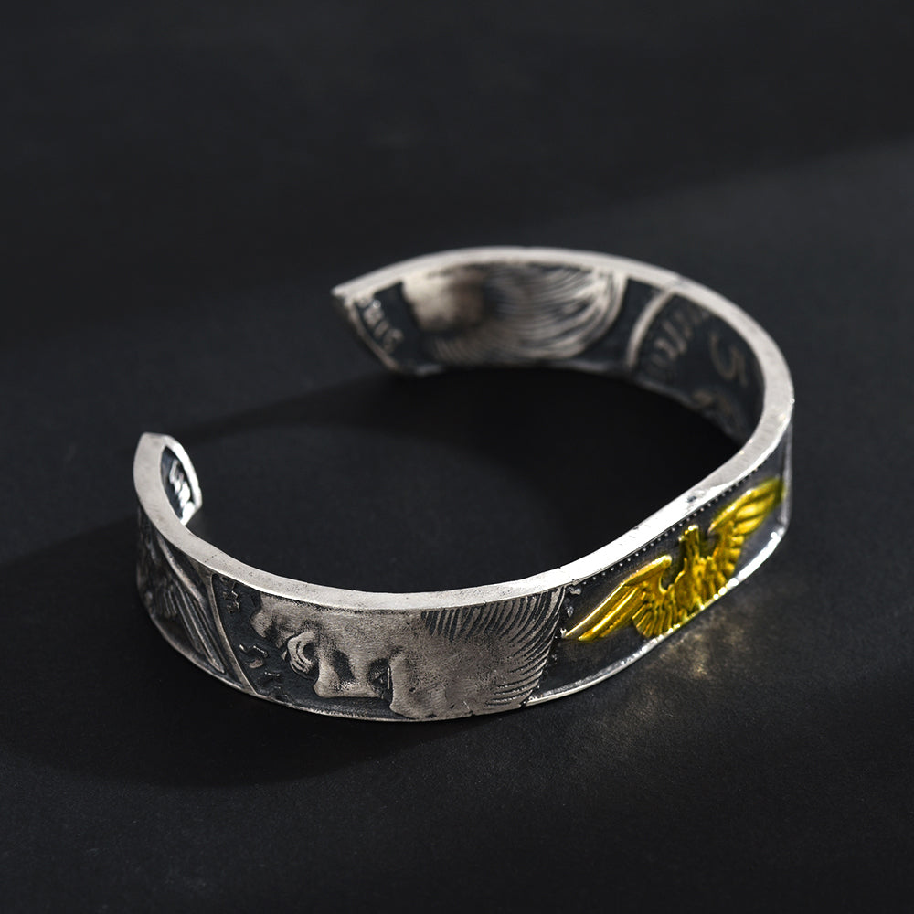 Imperial Heritage Mongolian German Mark Silver Coin Bangle Ring