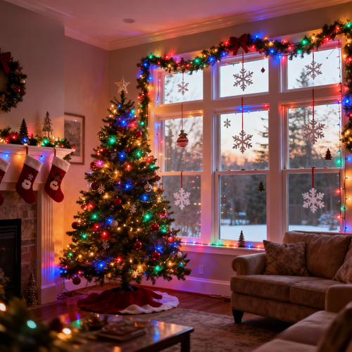 🎄 Christmas Sale - 59% OFF 🎁 🎄90s Retro Christmas Curtain Lights💡 — Multicolor LED Fairy Lights for Bedroom, Party & Holiday Decor🎁