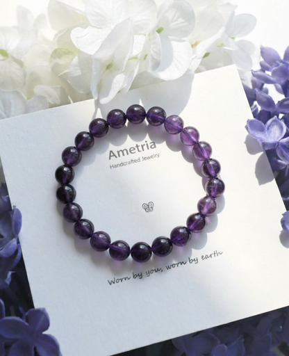 Ametria™ Uruguayan Amethyst Bracelet – Deep Purple Healing Crystal for Calm & Clarity