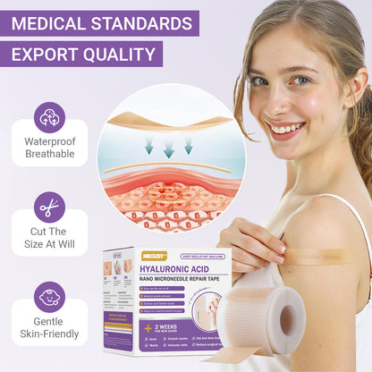 ✅Official Store |NEGUSY® Hyaluronic Acid Nano Microneedle Repair Tape🏥(Treatment of old and new scars, reduction of surgical scars, stretch marks, keloids, acne, burns, warts, dermatomes and varicose veins)