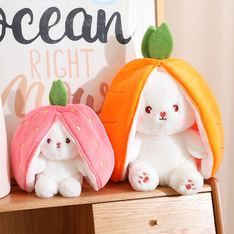 🥕Transforming Bunny – Strawberry & Carrot Dual-Form Plush Toy