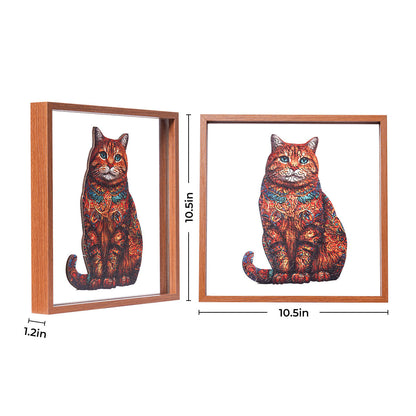 ROBOTIME Exotic Cat Wooden Jigsaw Puzzle with Frame