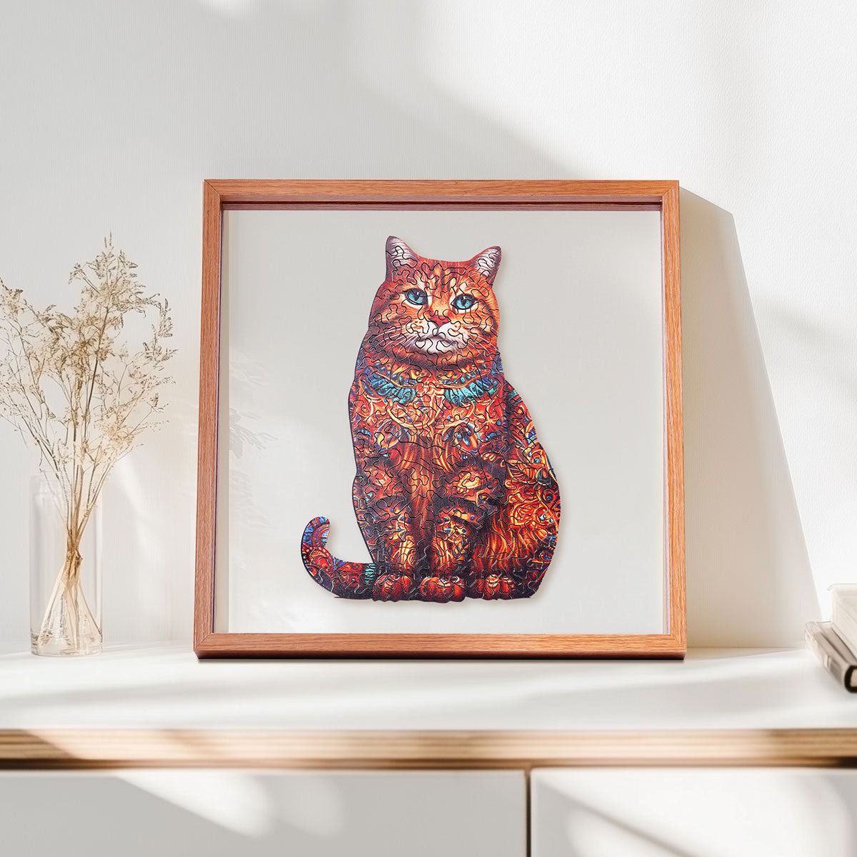ROBOTIME Exotic Cat Wooden Jigsaw Puzzle with Frame