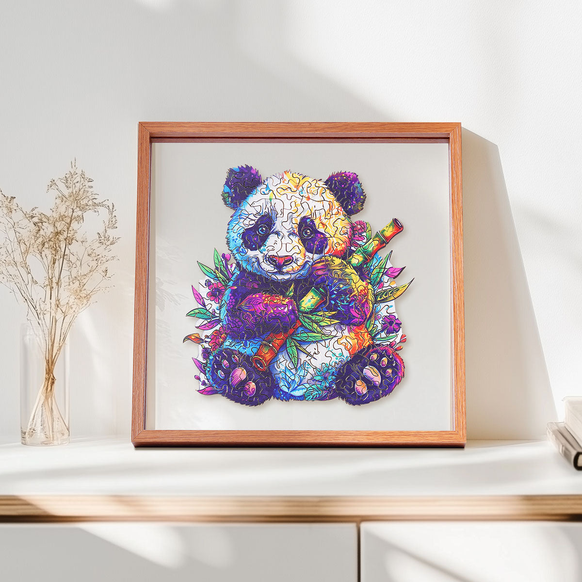 ROBOTIME Floral Panda Wooden Jigsaw Puzzle with Frame