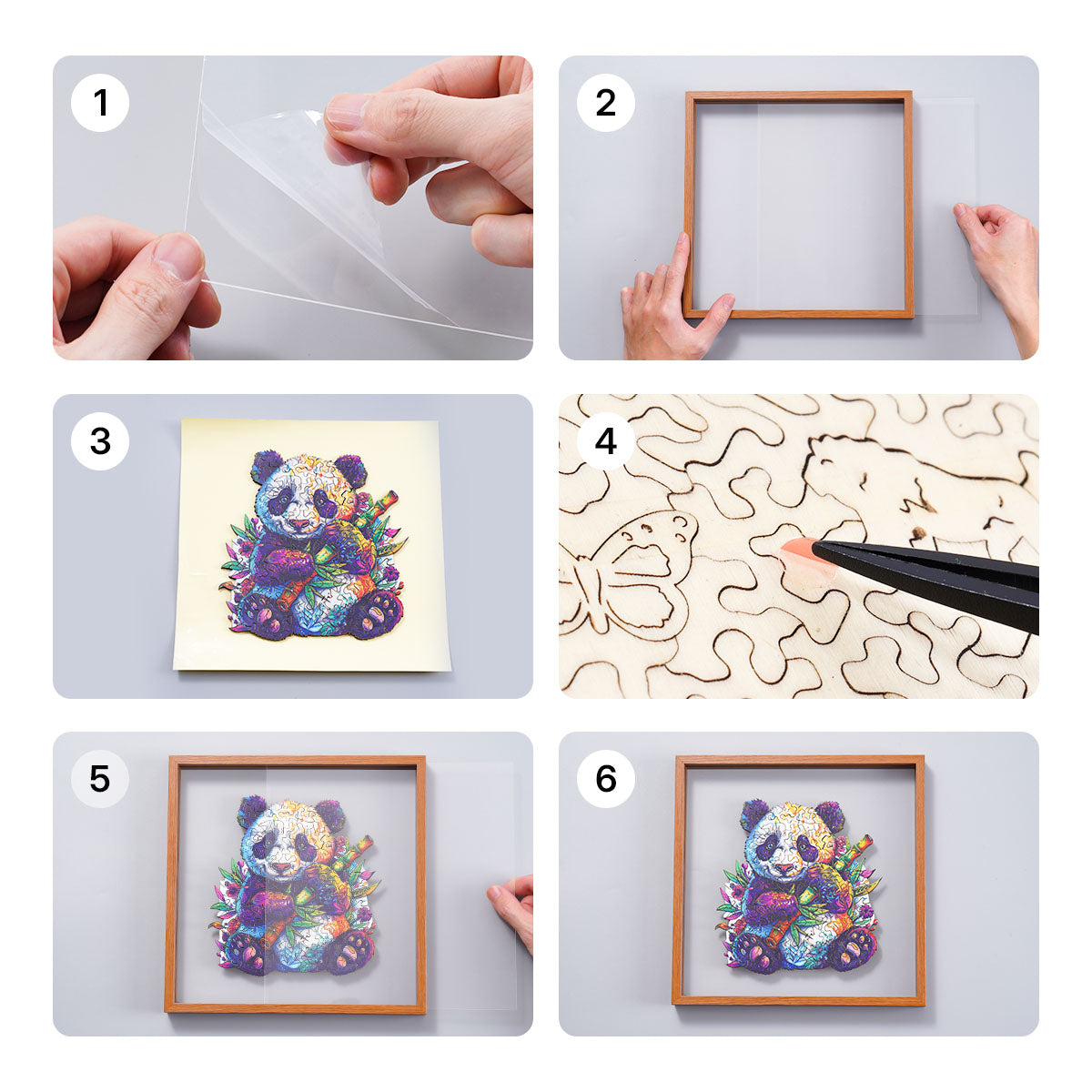 ROBOTIME Floral Panda Wooden Jigsaw Puzzle with Frame