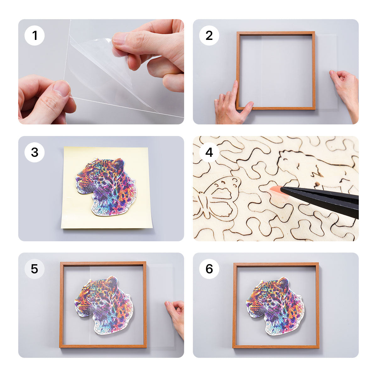 ROBOTIME Fancy Leopard Wooden Jigsaw Puzzle with Frame